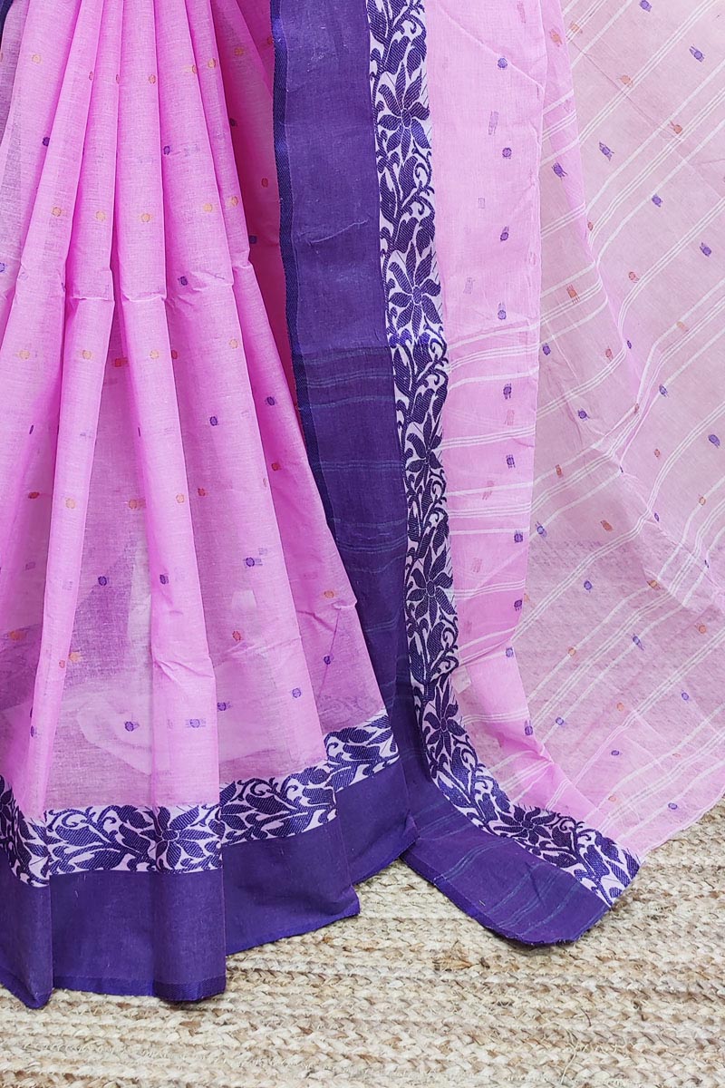 Pink Color Bengoal Handloom Cotton Saree