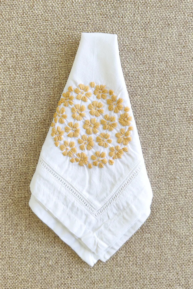Fabnuma Handcrafted White Chikankari Cotton Face Napkins - Fabnuma
