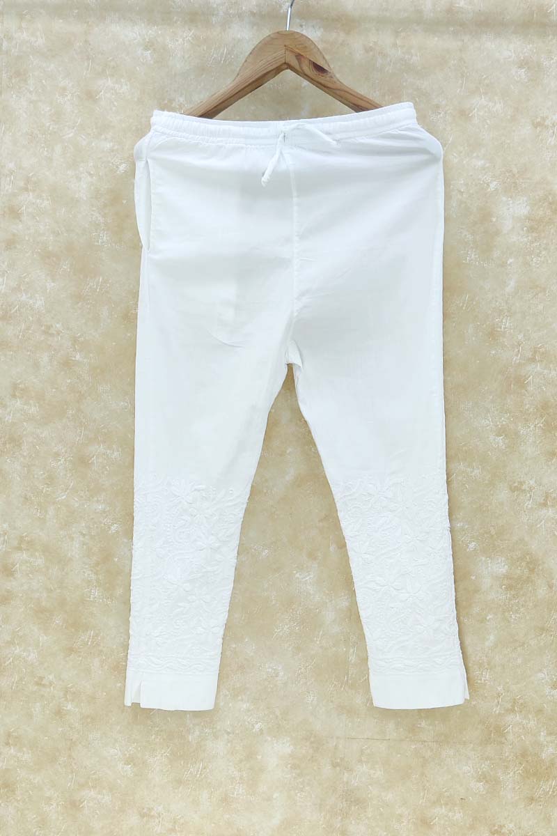 White Color Lucknowi Chikankari Pant