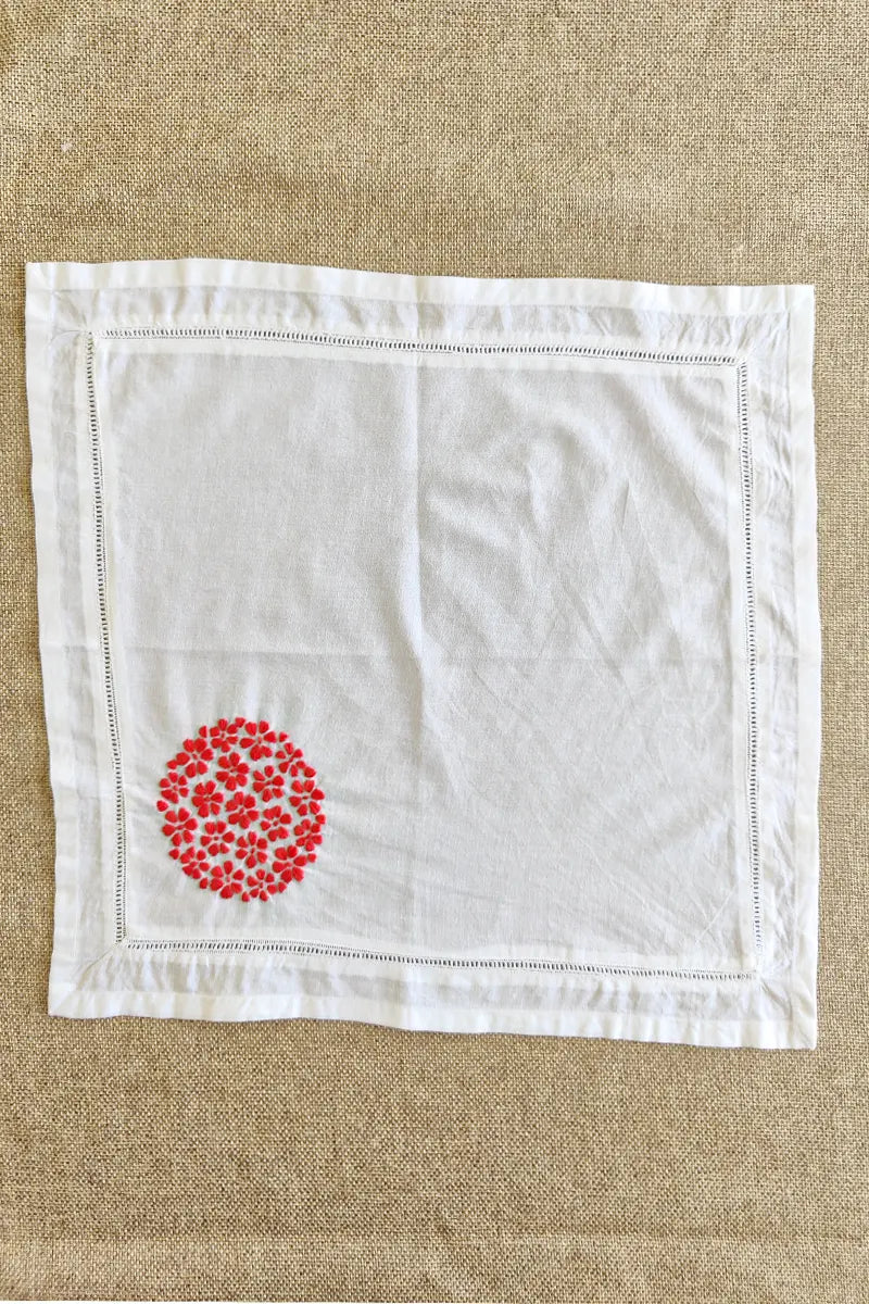 White Color Lucknowi Chikankari Face Napkins