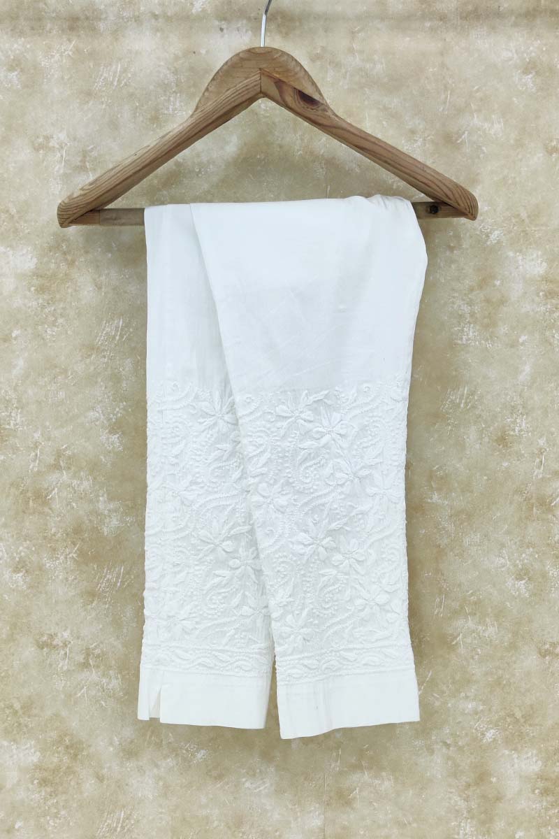 White Color Lucknowi Chikankari Pant