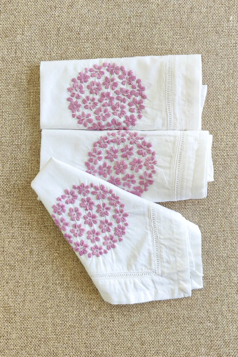 White Color Lucknowi Chikankari Face Napkins