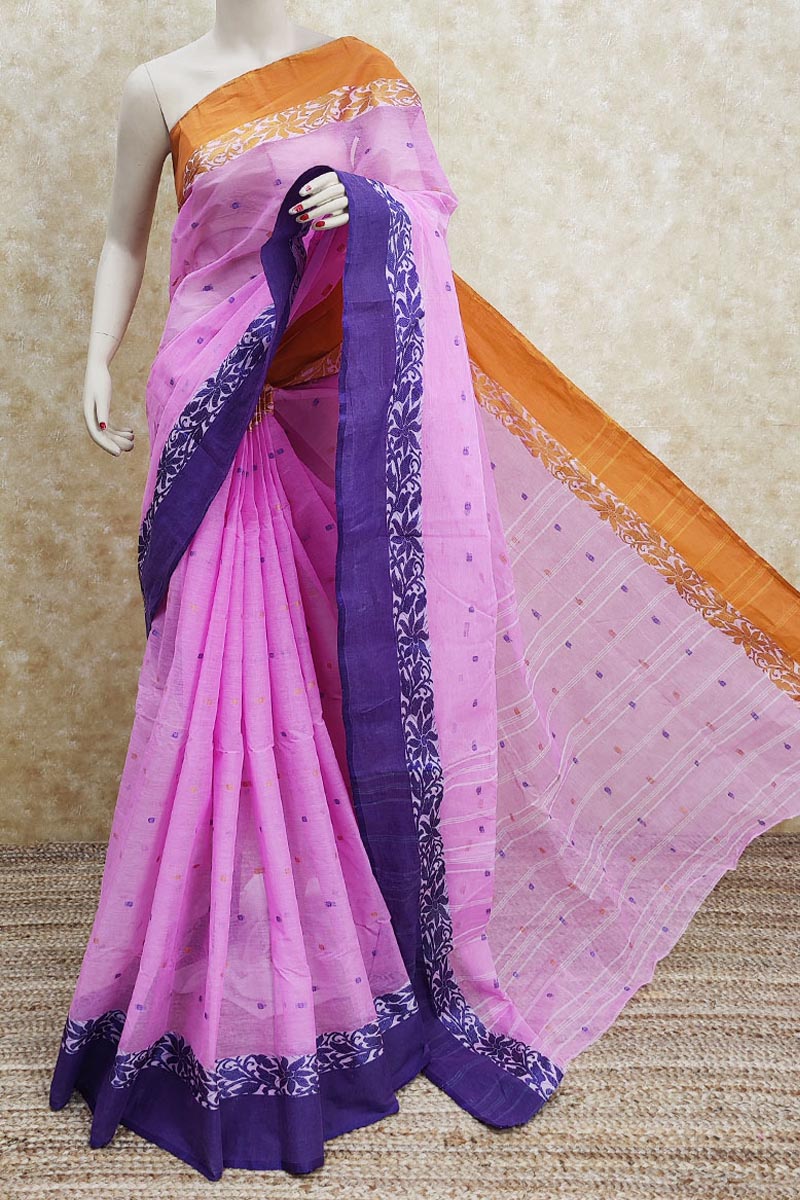 Pink Color Bengoal Handloom Cotton Saree