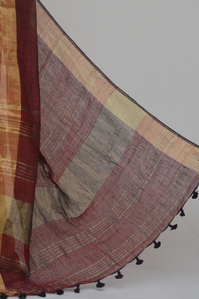 Maroon Color Handloom Linen