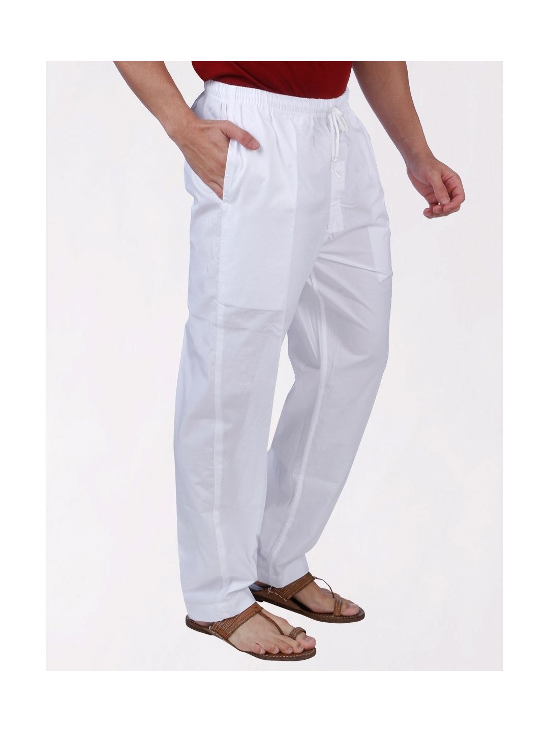 white color cotton Men's Bottom