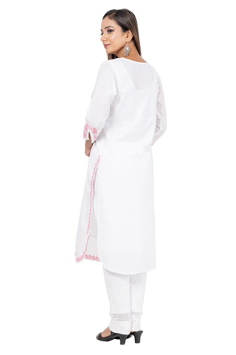 Hand Embroidered Lucknowi Chikankari White Cotton Kurti