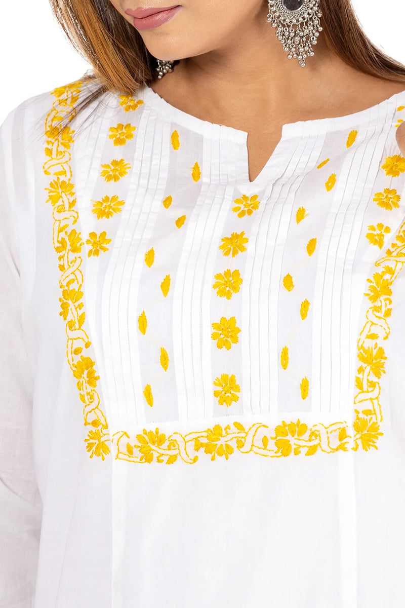 Hand Embroidered Lucknowi Chikankari White Cotton  Kurti